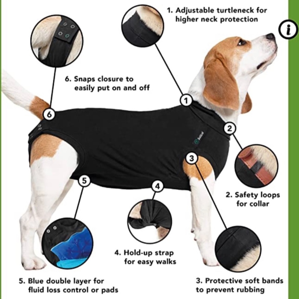 Suitical Dog Surgery Recovery Suit - Breathable, better than a cone!  M+